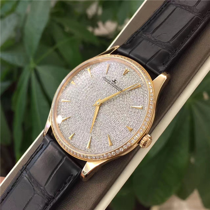 Jaeger-LeCoultre积家大师系列Q1352507玫瑰金满钻 40mm表径自动机械男表