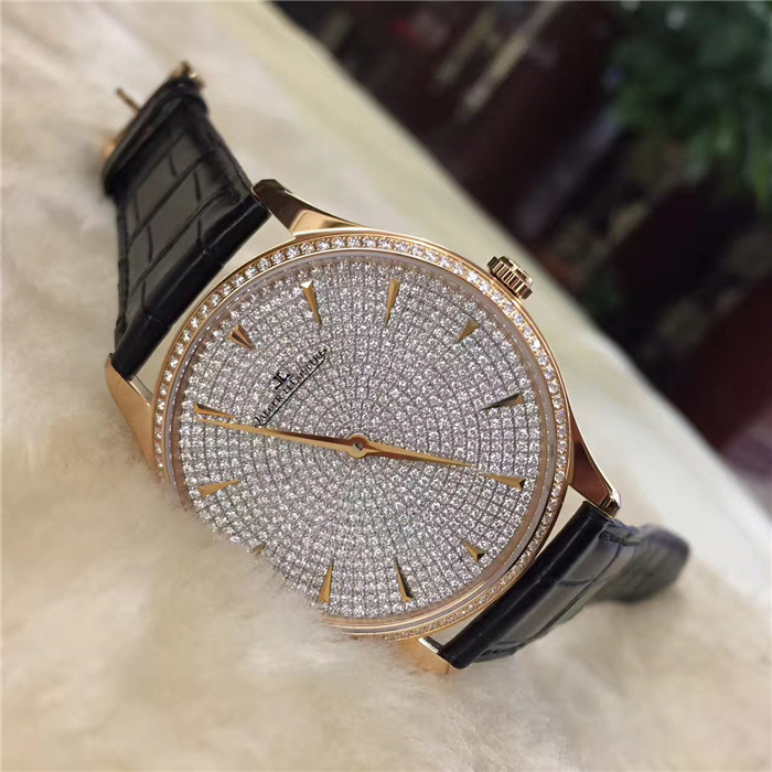 Jaeger-LeCoultre积家大师系列Q1352507玫瑰金满钻 40mm表径自动机械男表
