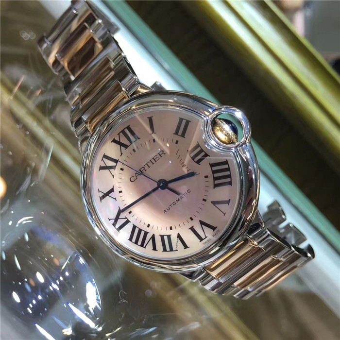 CARTIER卡地亚蓝气球W2BB0011 36.6mm间金钢带 粉色贝母面 机械表
