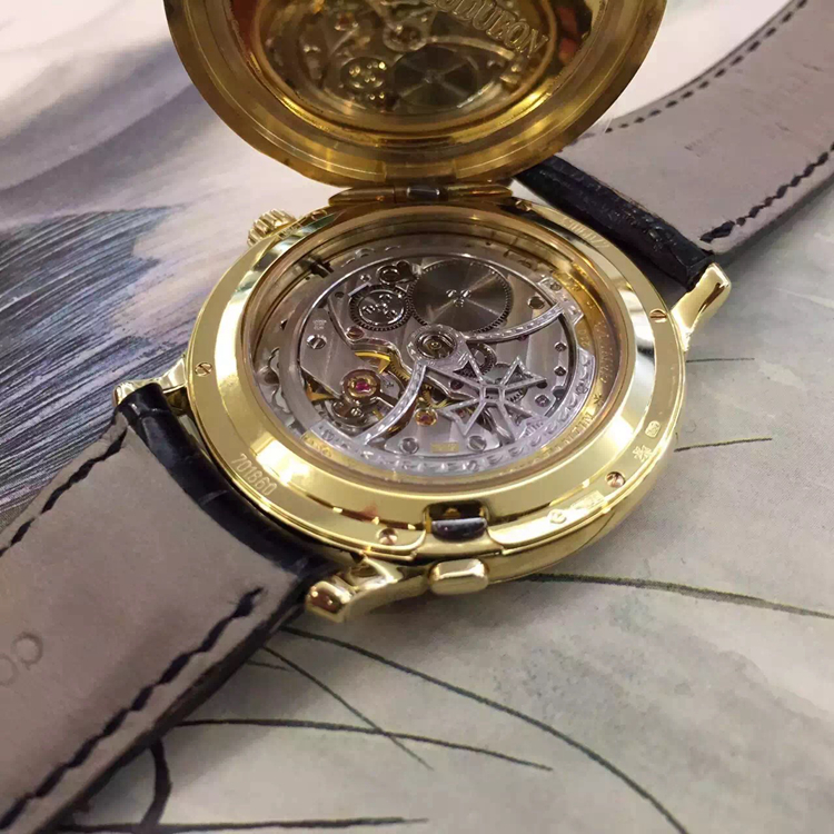 Vacheron Constantin 江诗丹顿，VC43060/000J。38毫米表径，18K黄金表壳，掐丝珐琅白莺面盘，将官底盖，自动机械，21G雕花摆陀，日内瓦印记，罕见艺术收藏品，值得拥有！ 全套附件齐全。