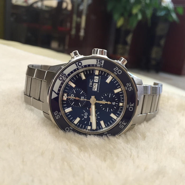 IWC 万国 海洋时计系列，IW376710。44毫米表径，精钢表壳，深蓝色钢镀铑面盘，3点位置日期星期显示，计时功能自动上弦机械机芯，动力储备44小时。 单表无附件。