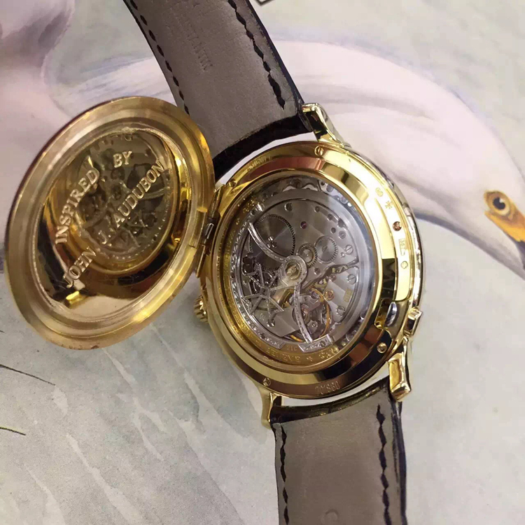 Vacheron Constantin 江诗丹顿，VC43060/000J。38毫米表径，18K黄金表壳，掐丝珐琅白莺面盘，将官底盖，自动机械，21G雕花摆陀，日内瓦印记，罕见艺术收藏品，值得拥有！ 全套附件齐全。