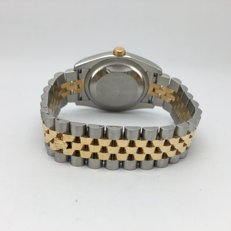 ROLEX 劳力士 日志型系列，116233。36毫米表径，18K黄金/精钢表壳，银色面盘，钻石时标，3点位置日期显示，自产3135自动上弦机械机芯，动力储备48小时，专柜定价：100800元。 全套附件齐全。