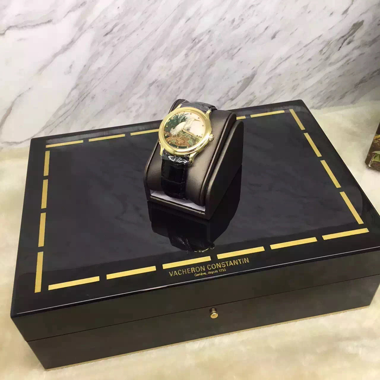 Vacheron Constantin 江诗丹顿，VC43060/000J。38毫米表径，18K黄金表壳，掐丝珐琅白莺面盘，将官底盖，自动机械，21G雕花摆陀，日内瓦印记，罕见艺术收藏品，值得拥有！ 全套附件齐全。