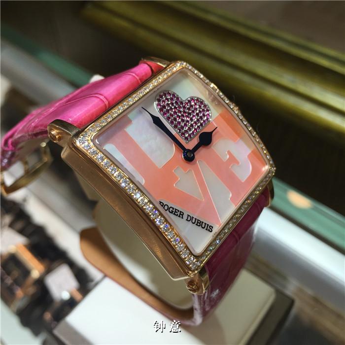 Roger Dubuis 罗杰杜彼女表 34mm 18K玫瑰金钻石表圈 镶钻表扣