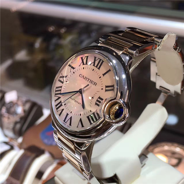 CARTIER卡地亚蓝气球W2BB0011 36.6mm间金钢带 粉色贝母面 机械表