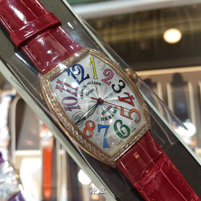 FRANCK MULLER 法兰克穆勒，5850 SC COL DRM D 1R。45*32毫米表径，18K玫瑰金原镶钻彩字面盘，专柜定价：283000元，自动上弦机械机芯。 未使用品全套附件齐全。